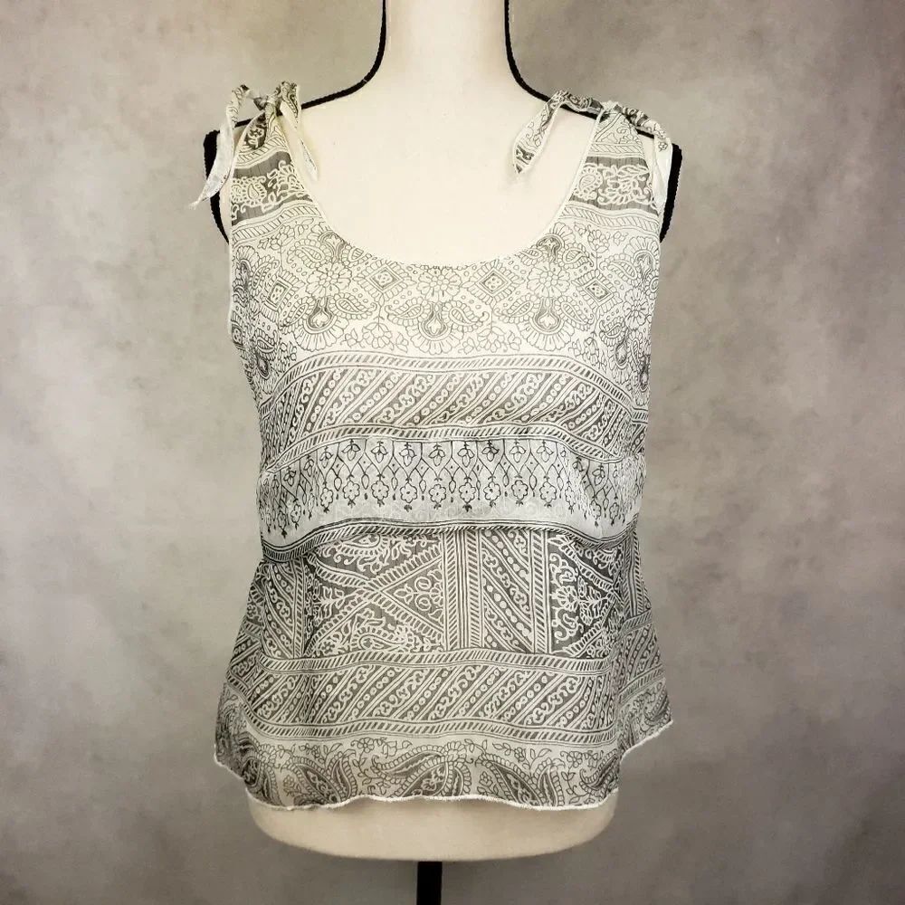 Converse gray sleeveless sheer top tie straps M